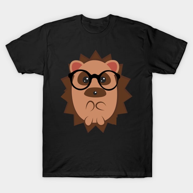 Cute Hedgehog with Glasses T-Shirt by nZDesign